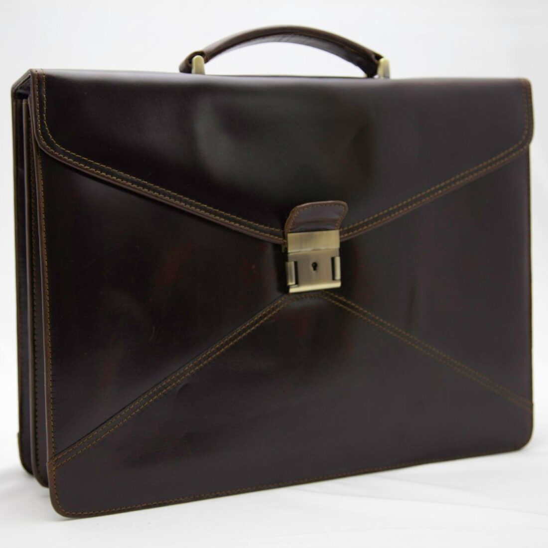 Cartable Cuir Sans Marque - Malette Professionnelle, Fait Main, Noir, Taille Large